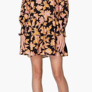 MELLODAY Black and Yellow Floral Blouse